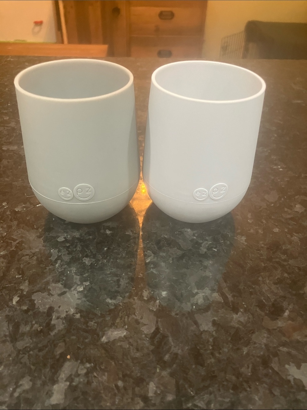 EZPZ Montessori Cups Set- 2-Pack 2oz Light & Dark Gray
